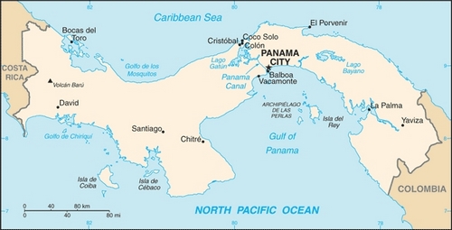 Mapa do Panam - CRDITO: http://www.indexmundi.com/panama/geographic_coordinates.html