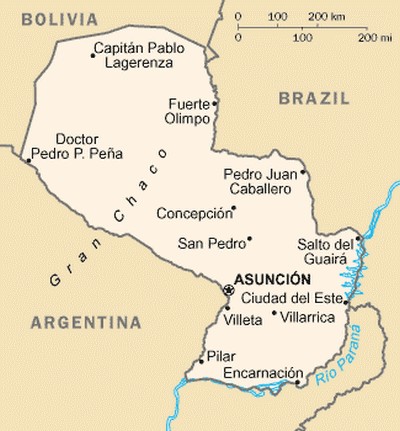 Mapa do Paraguai - CRDITO: wikipdia