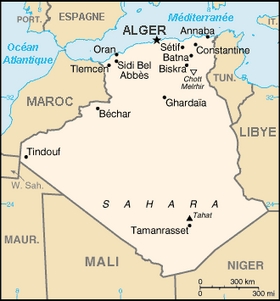 Arglia - FOTO/CRDITO: http://pt.wikipedia.org/wiki/Ficheiro:Algeria_map-FR.png