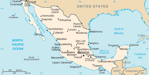Mapa do Mxico - CRDITO: http://pt.wikipedia.org/wiki/Ficheiro:Mx-map.png