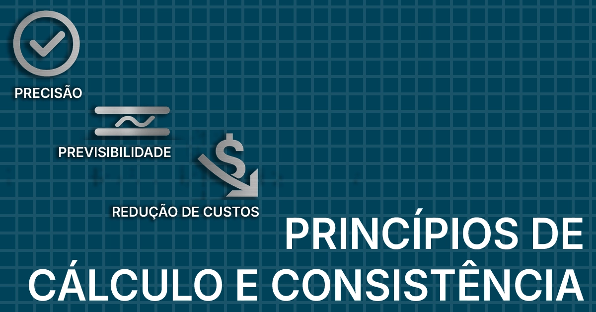 Três ícones minimalistas para precisão, previsibilidade e custos reduzidos. Conjunto de ícones simples e consistente; paleta neutra; acessível; agnóstico.