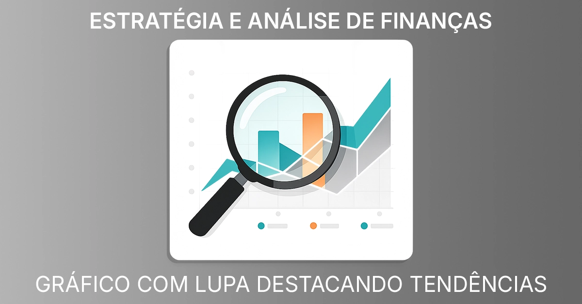 Ilustração minimalista mostrando lupa sobre gráficos de gastos, destacando padrões e prioridades Refuerza a ideia de estratégia, não apenas corte; estilo neutro, sem marcas.