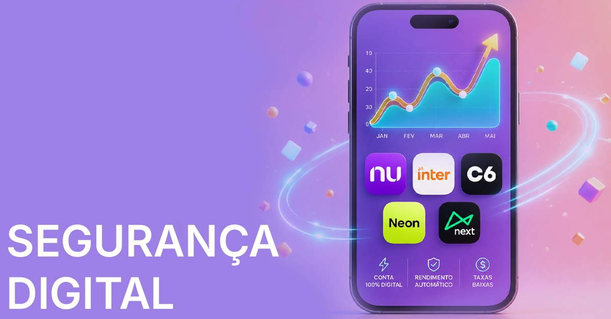 Smartphone com ícones de bancos digitais brasileiros